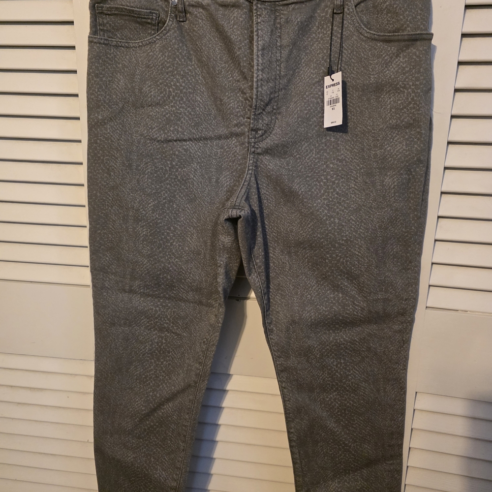 Express Gray Patterned Ankle Jeans